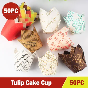 50pc Cupcake Papír Poharak Oilproof Cupcake Bélés Sütni Muffin Doboz Kupa Esetben Torta Dekoráció Eszköz Muffin Wrap Esetekben Sütés Tartozékok