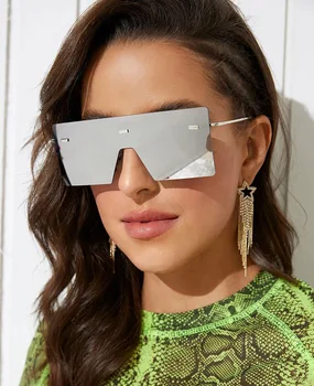 új Keret nélküli napszemüveg téren a nők a férfiak Túlméretes 2021 retro márka tervezője lapos tetején négyszög szemüveg uv400 árnyalatok oculos