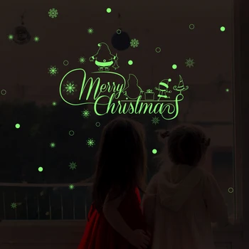 Világító Boldog Karácsonyt Fali Matricák Világít a sötét hálószoba, Nappali, lakberendezés Vinil fali Matricák Karácsonyi dekoráció