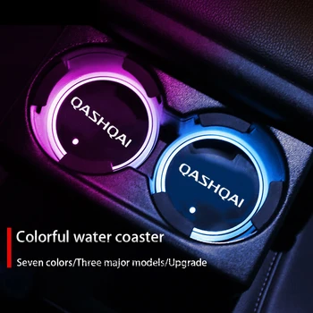 Világító Autó Csésze Alátét Jogosultja 7 Színes, USB Töltő Autós Led Hangulat Fény Nissan Qashqai J10 J11 Auto Tartozékok