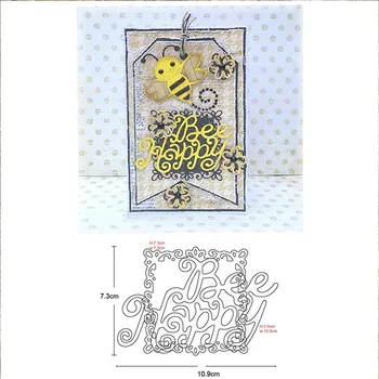 Virág Happy Bee Keret Fém Vágó Meghal Stencil Diy meghal Scrapbooking Kártya Készítés, Dombornyomás Meghalni Darabok Kézműves meghal új 2020