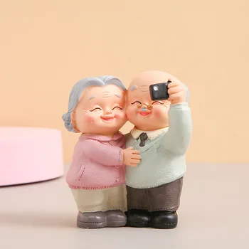 Nagyszülők Modell Romantikus Valentin-Napi Ajándék, lakberendezési Emberek Modell Nappali Tartozékok Családi Kézműves Figurák