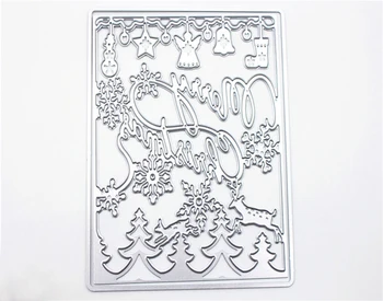 Boldog Karácsonyt fémforgácsolási Meghal Stencil DIY Scrapbooking fotóalbum Dekoratív Dombornyomás DIY Papír Kártyák