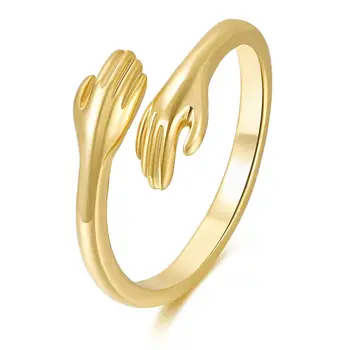 Kézzel Készített Pár Ölelés Gesztusa Gyűrűk, Nők, Férfiak, Régi Arany, Rozsdamentes Acél Gyűrű, Baba Kéz Ujján Jegygyűrűt Bohém Ékszerek