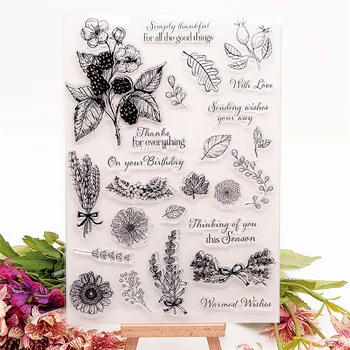 15x21.5cm fű, virág, Átlátszó Pecsét Tiszta Bélyegek Vágás Meghal Roller Bélyegek DIY Scrapbook Album / Kártya Gyártás