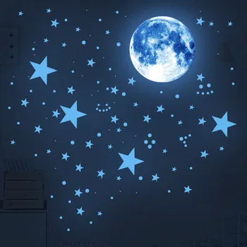 Világít A Sötétben, a Csillagok a Mennyezeti Fénycsöves Hold Fali Matricák Gyerekek Hálószoba Matrica Dekoráció Gyermekek Óvoda Nappali