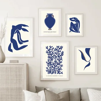 Retro Matisse Lány Korall William Absztrakt Északi Poszterek, Nyomatok, Wall Art Vászon Festmény, Fali Kép Nappali Dekor