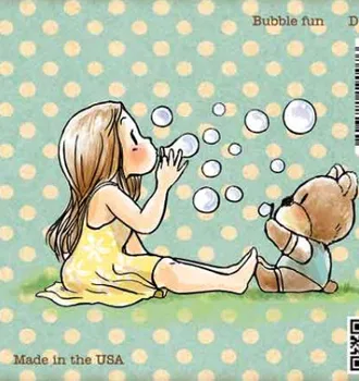 Aranyos lány, medve buborékokat Áttetsző, Tiszta Szilikon Bélyegző Pecsét DIY scrapbooking fotóalbum Dekoratív világos, bélyegző