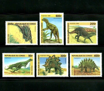 6db/Szett Új Kongó Bélyeg 1999 Őskori Dinoszauruszok Bélyegek MNH