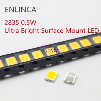 100-as SMD LED-2835 Fehér Chip 0,5 W 3.0-3,6 V 150mA 50-55LM Ultra Fényes Felületre Szerelhető LED-Fénykibocsátó Dióda Lámpa