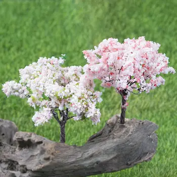 2db Mini Mesterséges Sakura Kis Szimulált Fa Hamis Virágok Irodai Asztal Cserepes Díszeket Otthon Kert Dekoráció, Műanyag