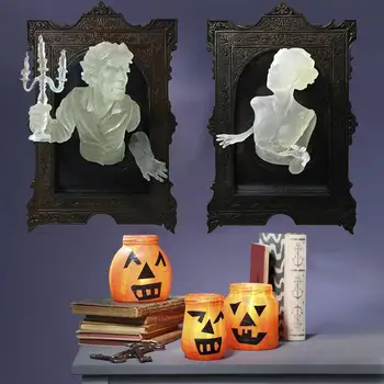 Szellem A Tükörben Halloween Világító Keret Díszek Kreatív Tükör Szellem Fluoreszkáló Hálószoba, Előszoba Dekoráció