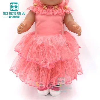 Baba ruhák, 43 cm-45cm játék újszülött baba-amerikai baba Rózsaszín hercegnő ruha baba Csipke ruha
