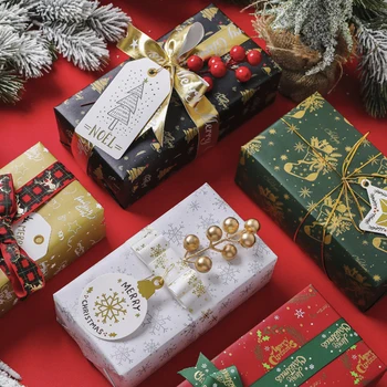 1 Állítsa Karácsonyi Ajándék, Papír Karácsonyi Dekoráció DIY Ajándék Csomagolás Csomagolási Kraft Papír Csomagot Art Kézműves Anyagok