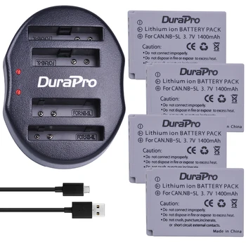 4db DuraPro NB-5L NB 5L 5L Újratölthető Kamera, Li-ion Akkumulátor + Dual USB Töltő Canon 900 Ti SD790 AZ SD950 SD900 SD990 Z1