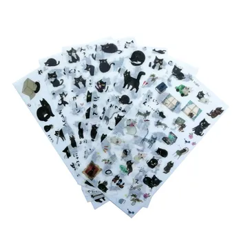 6db Aranyos Fekete Macska Dekoratív Írószerek Matrica Scrapbooking Diy Napló Album Stick Címke