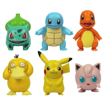 Eredeti 6 Stílusok Pokemon Pikachu Charmander Psyduck Squirtle Jigglypuff Bulbasaur Anime Adatok Modellek Babák, Gyerekek Ajándék