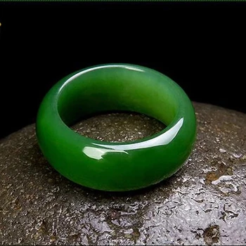Természetes Zöld Hetian Jade Gyűrű Kínai Jadeite Amulett Divat Amulett Ékszer Kézzel Faragott Kézműves Ajándékokat, a Nők, Férfiak