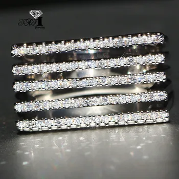 YaYI Ékszer Divat Hercegnő Vágott 5.6 CT Fehér Aranyozott Ezüst Tele Eljegyzési Gyűrűk esküvői korona Gyűrűk Fél Gyűrűk