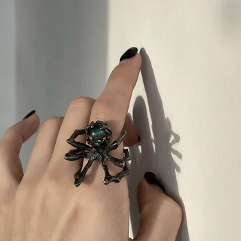 Desolan Pók Gyűrű Kreatív Sötét Avantgárd Niche kristálygömb Szellem 925 Ezüst Gyűrű Pár Gyűrűk Punk Átméretezhető Gyűrűk