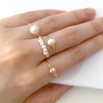 Természetes Édesvízi Gyöngy Barokk Vezeték Gyűrűk 2021 Trend Esztétikai Vintage Szokatlan Gyűrű Évforduló Ajándék, Női Divat, Ékszerek