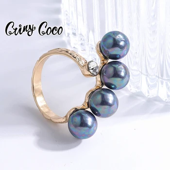 Cring Coco Egyszerű Gyűrűk Ujját 2021 Ékszer Trend Party Hawaii Aranyozott Gyöngy Cirkon Gyűrű Színes Gyűrű a Nők Utazás