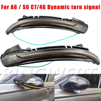 Dinamikus LED lámpa Lámpák Visszapillantó Tükör Mutató Index Repeater Audi A6 RS6 4G C7 7.5 2012-2020