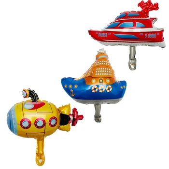 mini 1 db hajó, motorcsónak, tengeralattjáró léggömb Hélium ballon globos gyerekek szülinapi party dekoráció gyerekek klasszikus játék léggömbök