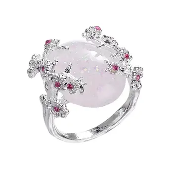 Divat Női Esküvői Gyűrű, Gyémánt, Hegyikristály Ausztrál Drágakő Berakásos Virág Design Ovális Ál Dekoráció Női Születésnapi Ajándék