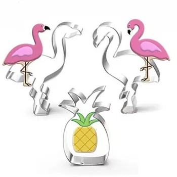 Sütőformákat Flamingo Ananászos Süti Bélyegek Bakeware Cookie Penész Tortát Díszítő Eszközök Keksz Penész 1DB Rozsdamentes Acél CIQ