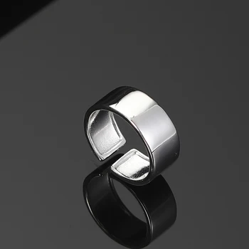 Ezüst Színű, Fényes Gyűrű a Nők a Férfiak Koreai Divat Egyszerű, Széles Arca Gyűrű Nyitott Gyűrű Parti Ékszer Ajándék