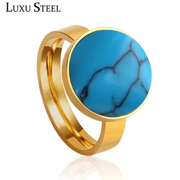 LUXUSTEEL Rozsdamentes Acél Kék Kő Gyűrű, Eljegyzési Gyűrűk, Tartozékok nyilatkozat gyűrű Női Ékszer Nagykereskedelem