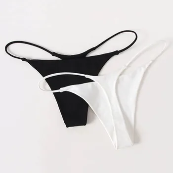 Forró Eladó Egyszerű Vékony Pánt Tanga egyszínű úszónadrág Szexi Bikini Női Vékony Tanga Bőr-barát Lélegző Bugyi