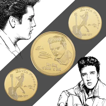 A Király Rock 1935-1977 Zene Arany Emlékérme a Coin Jogosultja Zenei Kihívás Érme Collectble Ajándék Rajongók