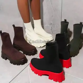 2021 Őszi-Téli Új, Magas szárú Zokni, Csizma Női Tervező Csizma Női Slip-on Cipők Zapatillas Walking Shoes Téli