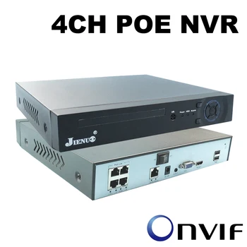 JIENUO 4 CSATORNA POE NVR CCTV Megfigyelő Biztonsági HD 4 Csatornás 48V 802.3 af Rendszer Hálózati Videó Felvevő 4MP 5MP Onvif IP Kamera