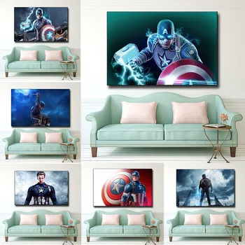 Amerika kapitány Festmény Avengers Marvel Szuperhős HD Poszter Nyomtatása Vászonra Festés Nappali Dekorációs Festés