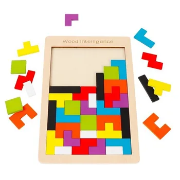 3D Puzzle Fából készült Tangram Kirakós Agy Tetris Játék Puzzle Bloacks Óvodáskorú Gyermekek Játszani Képzés Oktatási Játékok