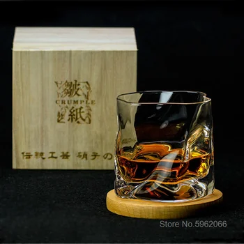 Japán Design Redők Szabálytalan Alakú Kristály Régi Whiskys Üveg Mű Ital Díszdobozban Brandy Náthás Whisky Rock Kupa