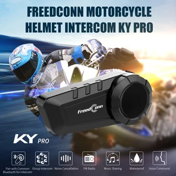 FreedConn KY PRO Motoros Intercom Helmet Fülhallgató 6 Versenyző Csoport Beszél 1000M Bluetooth 5.0 Zene megosztása FM-Rádió Adóvevő