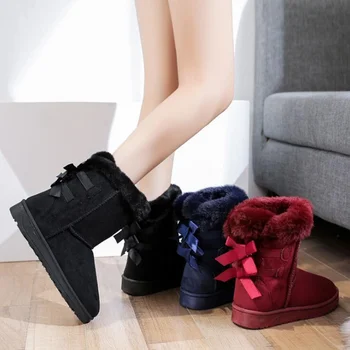 A nők Télen Prémes, Meleg Snow Csizma Női Meleg gyapjú zoknit Boka Boot Kényelmes Cipő plus size 35-41 Alkalmi Nők Közepén Csizma