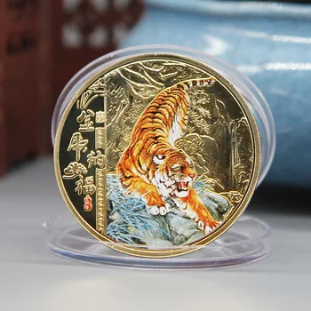 Arany Ezüst Tizenkét Zodiákus Tigris-Tigris Érmék Évben A Tigris Gyűjtők 2022 Ajándék Kínai Kultúra érme