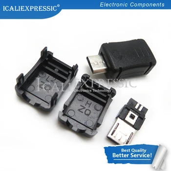 20DB MICRO USB 5 Pin-T Port Férfi Csatlakozó Aljzat Csatlakozó Műanyag Fedél a DIY Adapter PCB SDA Kábel Vonal Raktáron
