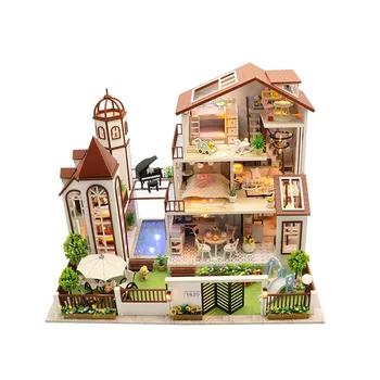 fa babaház Miniatűr DIY Babaház Nagy villa Bútor Fa Ház gyerekek a Játékok Ajándék Valentin-Napon a lányok ajándékok