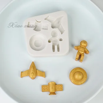 Tér Űrhajós Szilikon Penész Fondant Torta Díszítő Penész Sugarcraft Csokoládé Sütési Eszközök, Konyhai Sütemények M2139