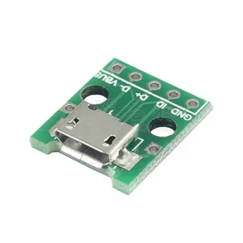 5db 100 MICRO USB Adapter DIP 2.54 mm 5pin Női Csatlakozó B Típusú NYÁK-Átalakító SMD Forrasztás DIP Breakout Board