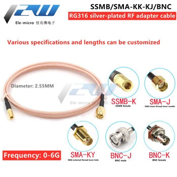 RG316 ezüstözött RF kapcsolat ugró SSMB/SMA-KK-KJ BNC férfi SSMB női adapter hosszabbító kábel