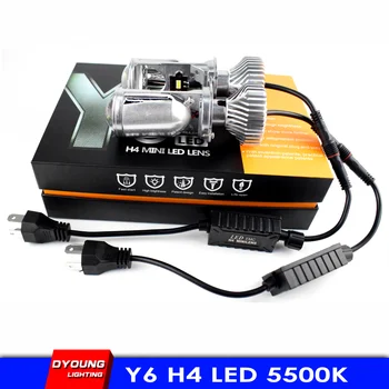 2x LED H4 9003 Autó Fényszóró H4 hi-lo mini projektor lencse autó Stílus fényszóró Izzó 6000K 8000LM Fókuszált Fény Y6