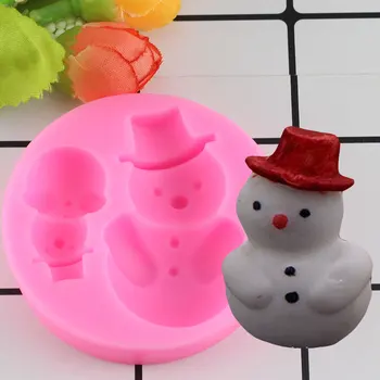 Karácsonyi Hóember Alakú Szilikon Penész Torta Dekoráció Fondant Cookie-k Eszközök 3D Szilikon forma Gumpaste Candy