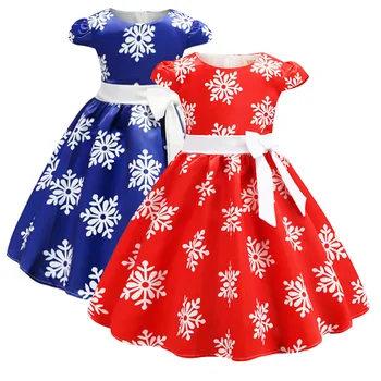 2020 Új Nyári Gyermekek, a Lányok Karácsonyi hópehely nyomtatás hercegnő ruha Hercegnő Szülinapi Parti baba lány ruha 2-9Years Régi